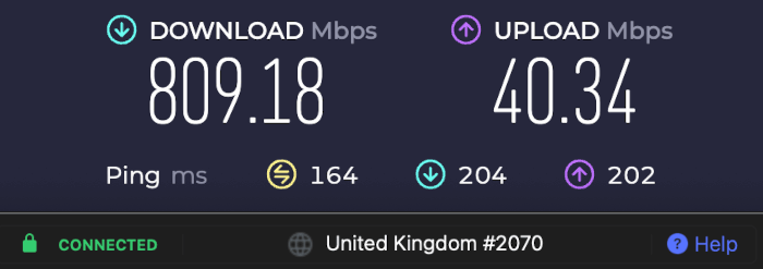 NordVPN 2025 speed test United Kingdom