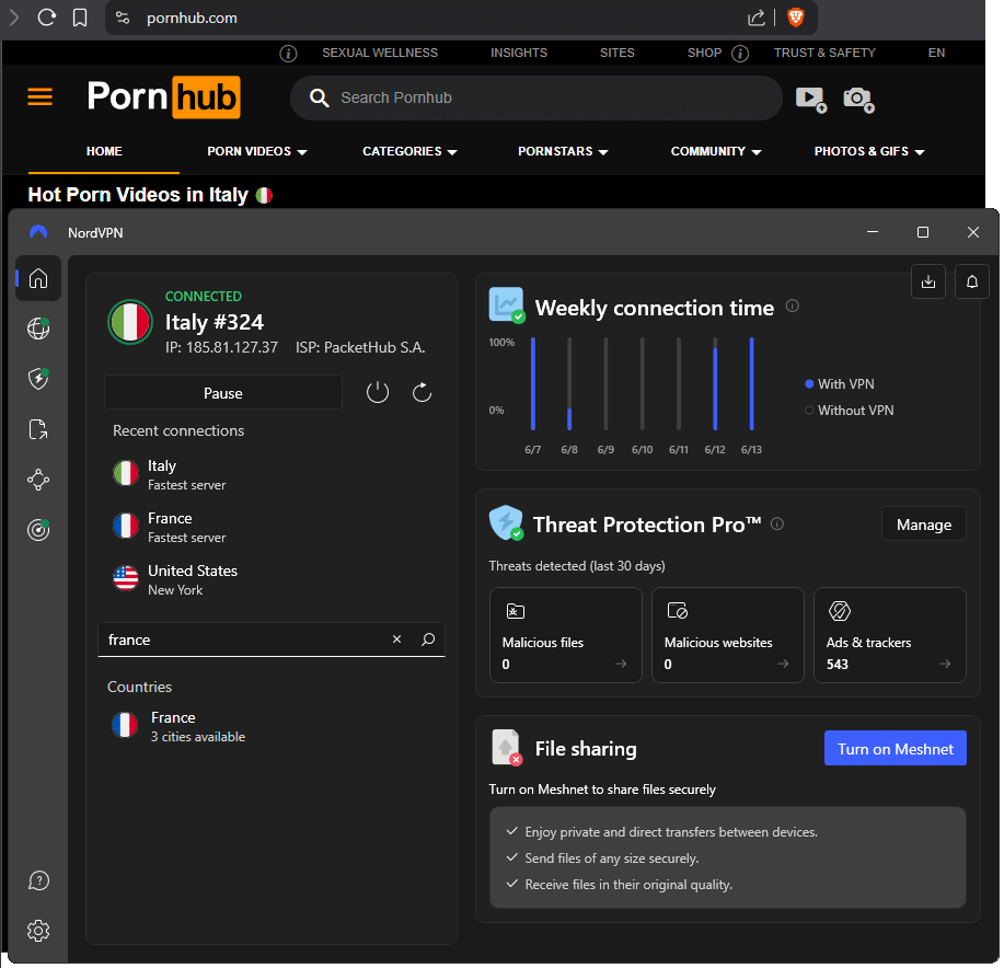 NordVPN Pornhub - Italy