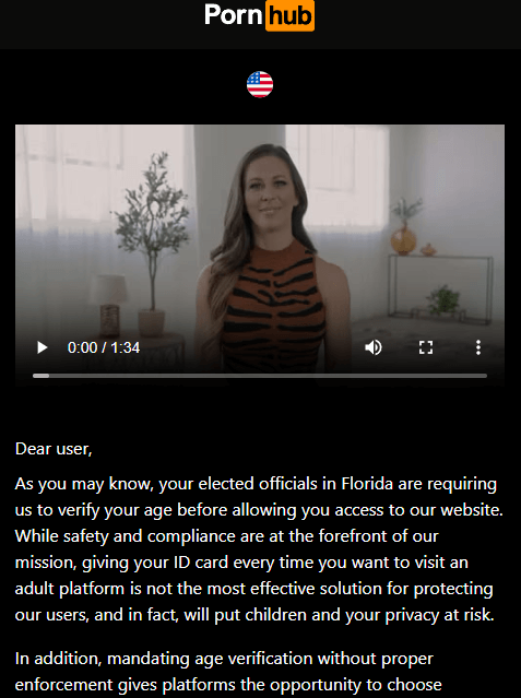 Pornhub blocked in florida