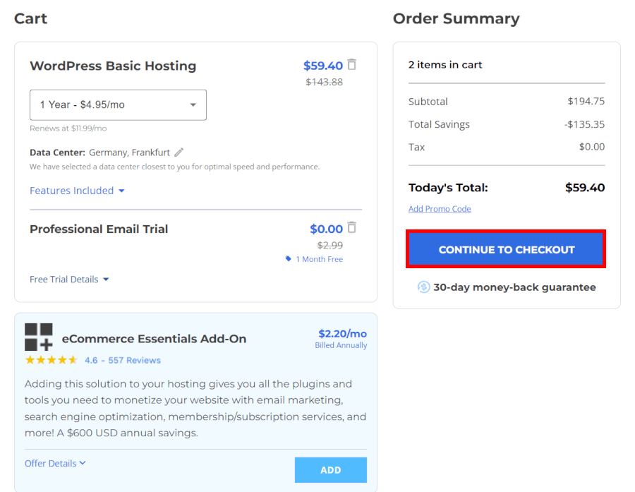 Bluehost sign up