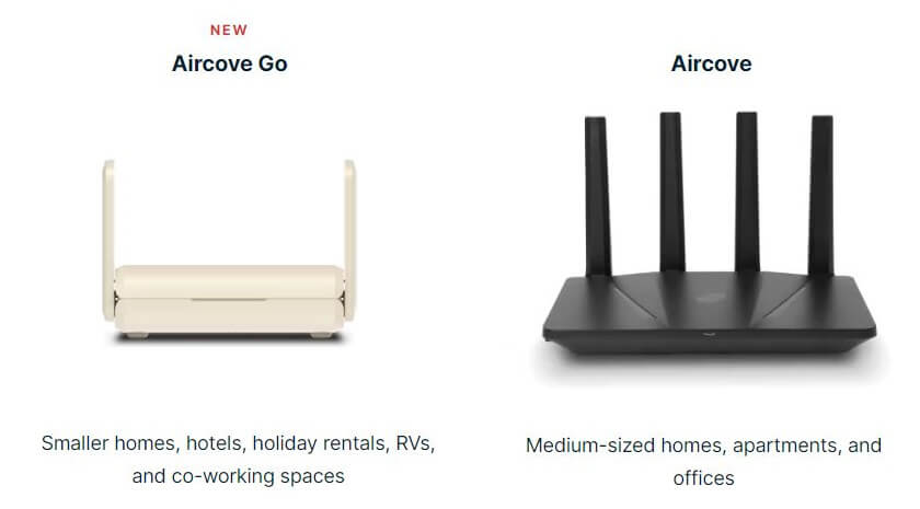 Image showing two models of ExpressVPN's Aircove routers