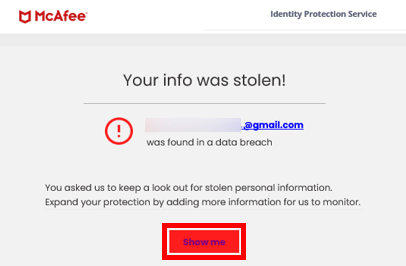 McAfee dark web alerts