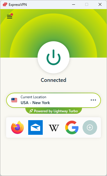 ExpressVPN for Windows - New York server